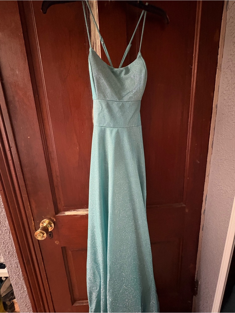 Darling Sparkling Aqua Maxi Dress with Strappy Back